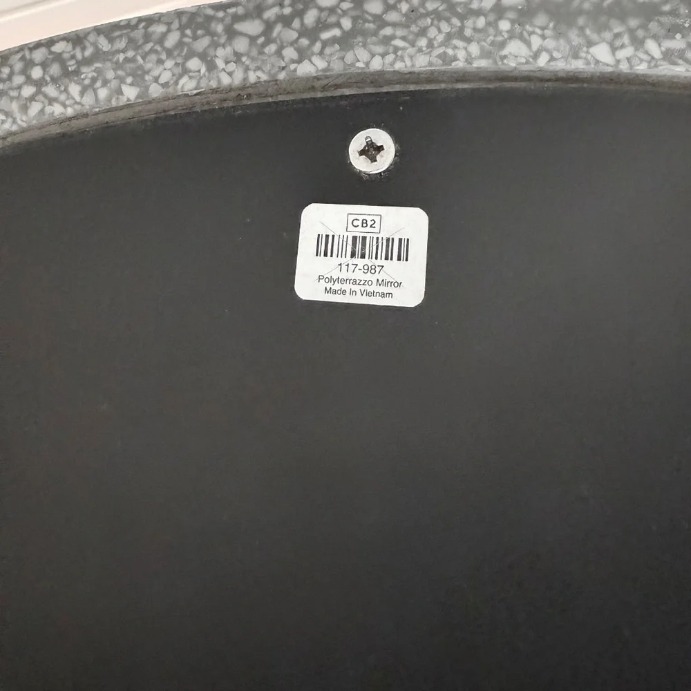 CB2 Gray Terrazzo Round Mirror